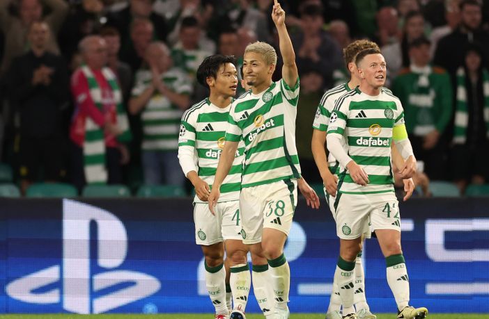 Daizen Maeda celebrates