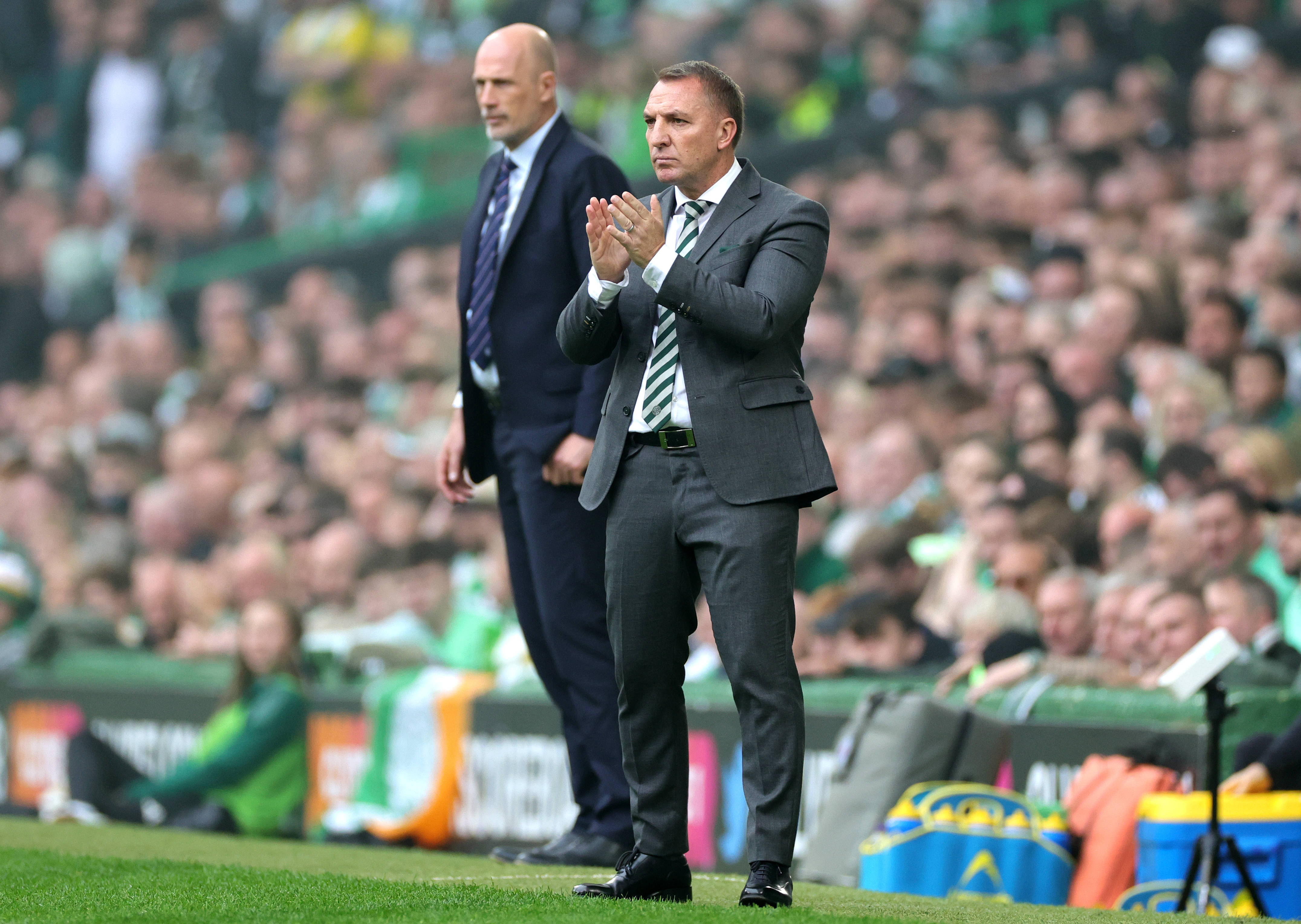 Rodgers and Clement at Celtic Park, September 2024