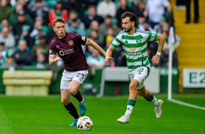 Nicolas Kuhn in action against Hearts