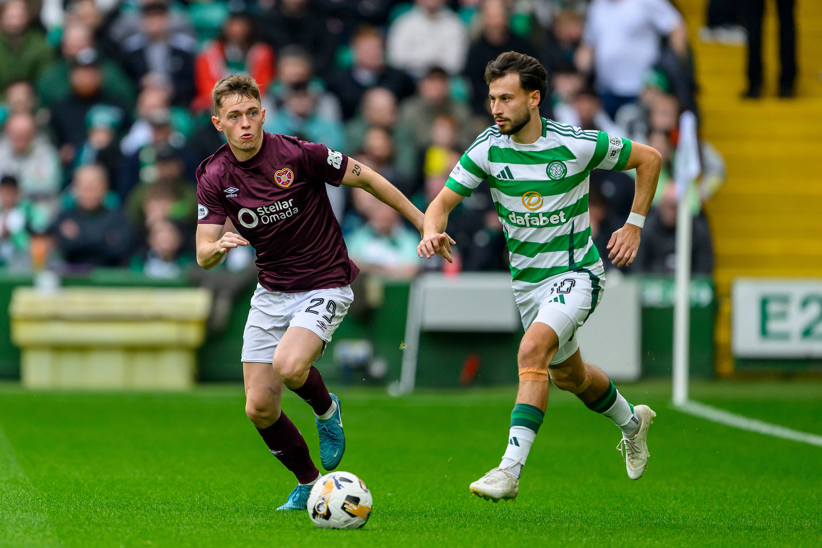 Nicolas Kuhn in action against Hearts