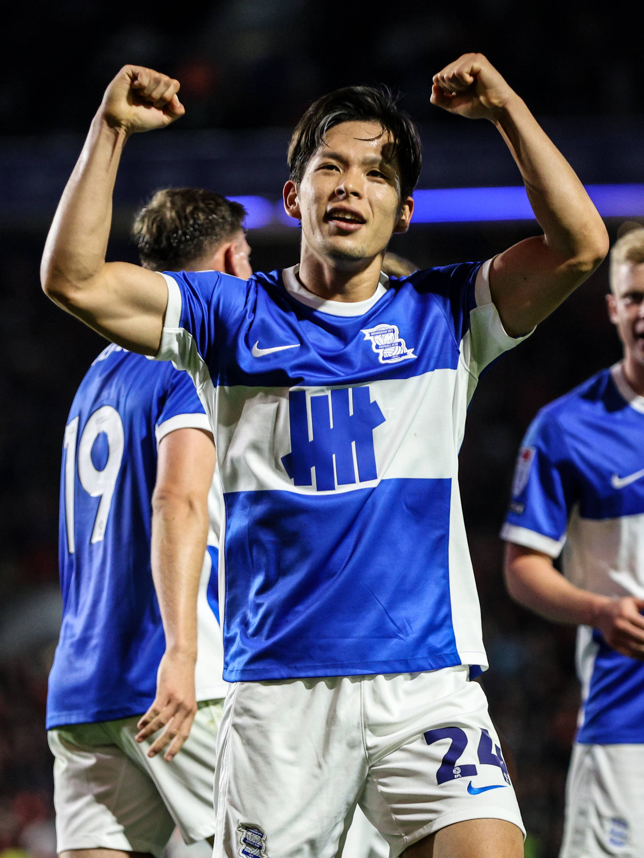 Tomoki Iwata celebrates