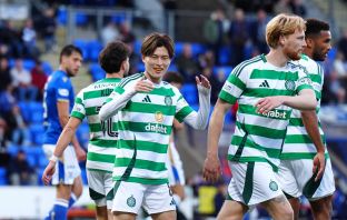 Kyogo scores against St Johnstone
