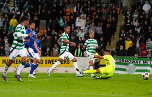 Adam Idah scores a goal of the season contender against St Johnstone