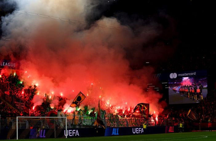 Fans of Celtic set of smoke flares in Dortmund