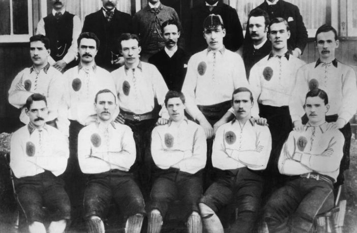 The Celtic FC team line-up for the 1887-88 season (back row left to right, players only) Willie Groves, Tom Maley, Paddy Gallagher, Willie Dunning, Willie Maley, Mick Dunbar, (front row left to right) Johnny Coleman, James McLaren, James Kelly, Neil McCallum, Mick McKeown.