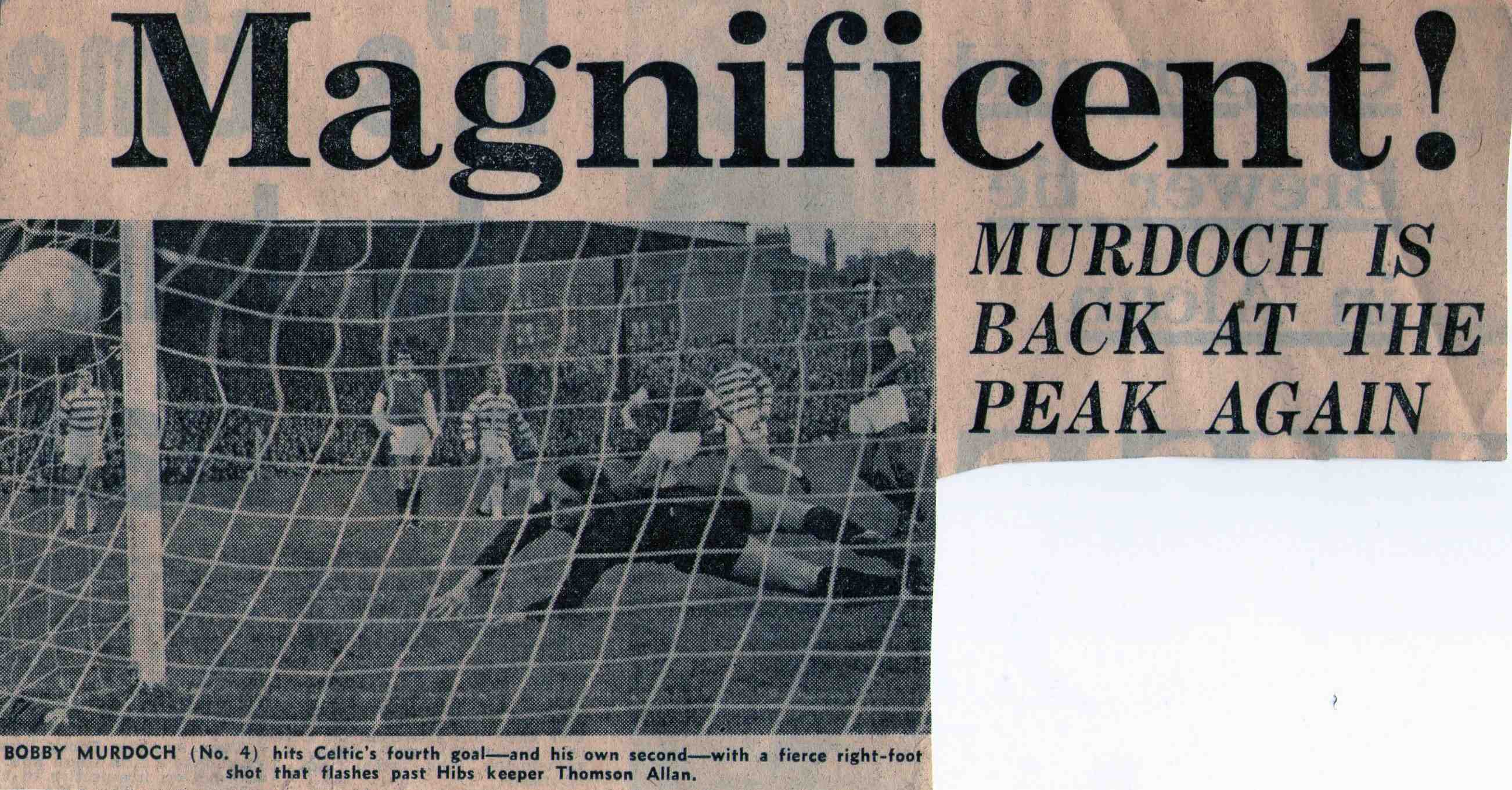 Pressing cutting re Celtic 4 Hibs 0, on 7 October 1967