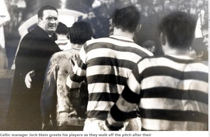 Jock Stein congratulates his Celtic players