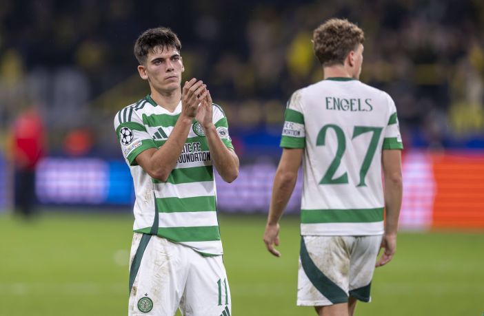 Celtic's Alex Valle thanks the fans after defeat in Dortmund