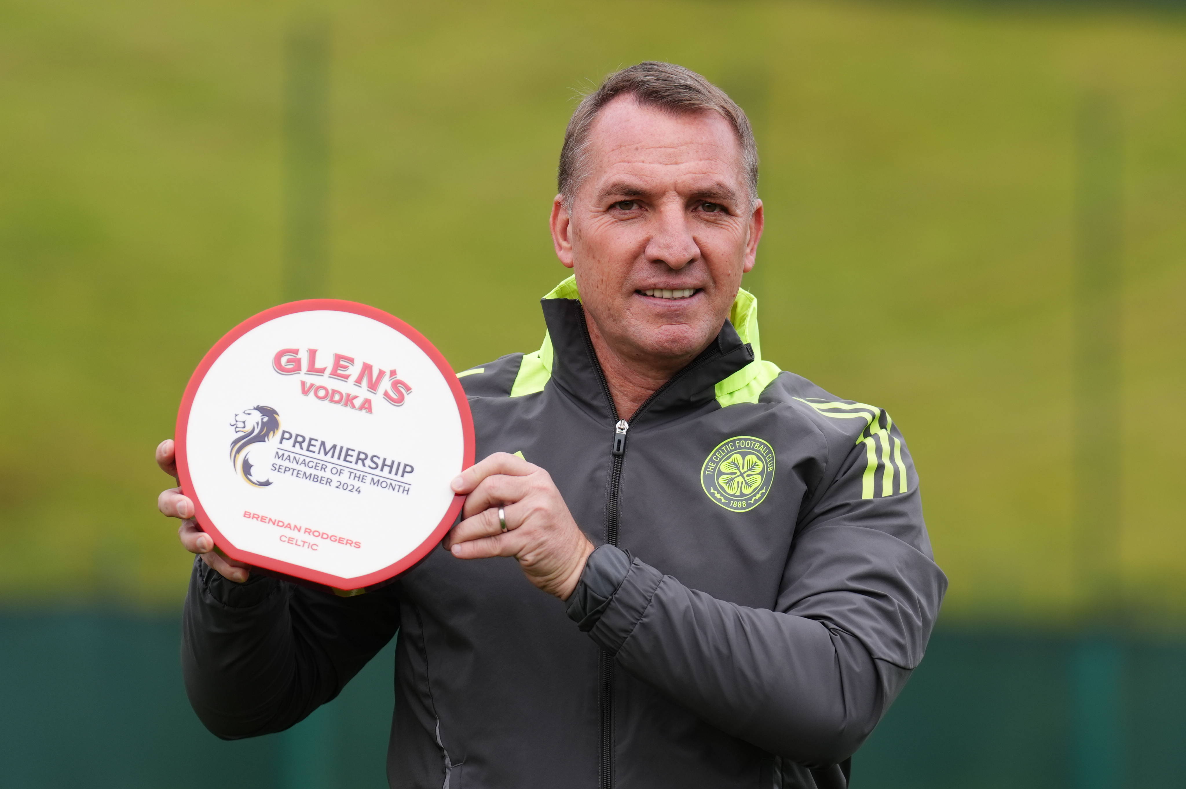Celtic manager Brendan Rodgers, with the September Manager of the Month award