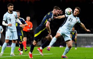 Anthony Ralston in action against Portugal