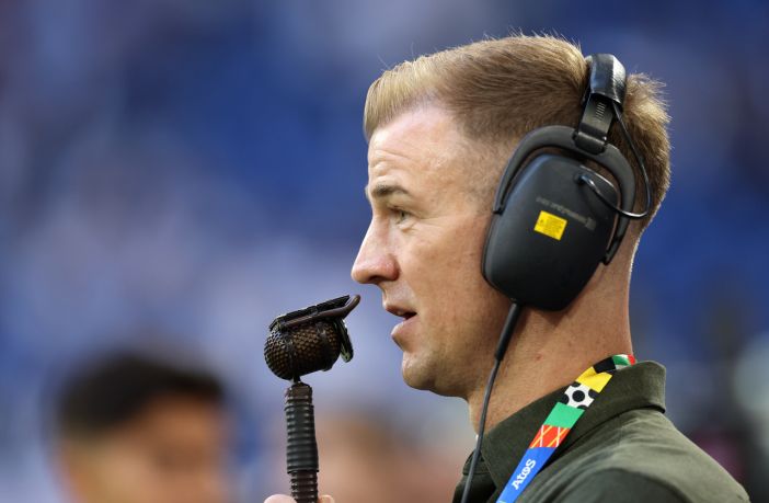 Joe Hart speaks into a microphone