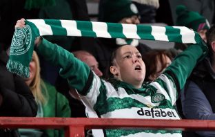 Celtic supporter during Champions League match against FC Twente