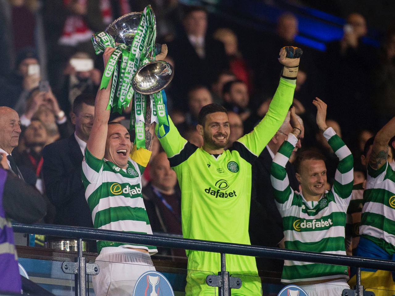 Scott Brown lifts the League Cup 