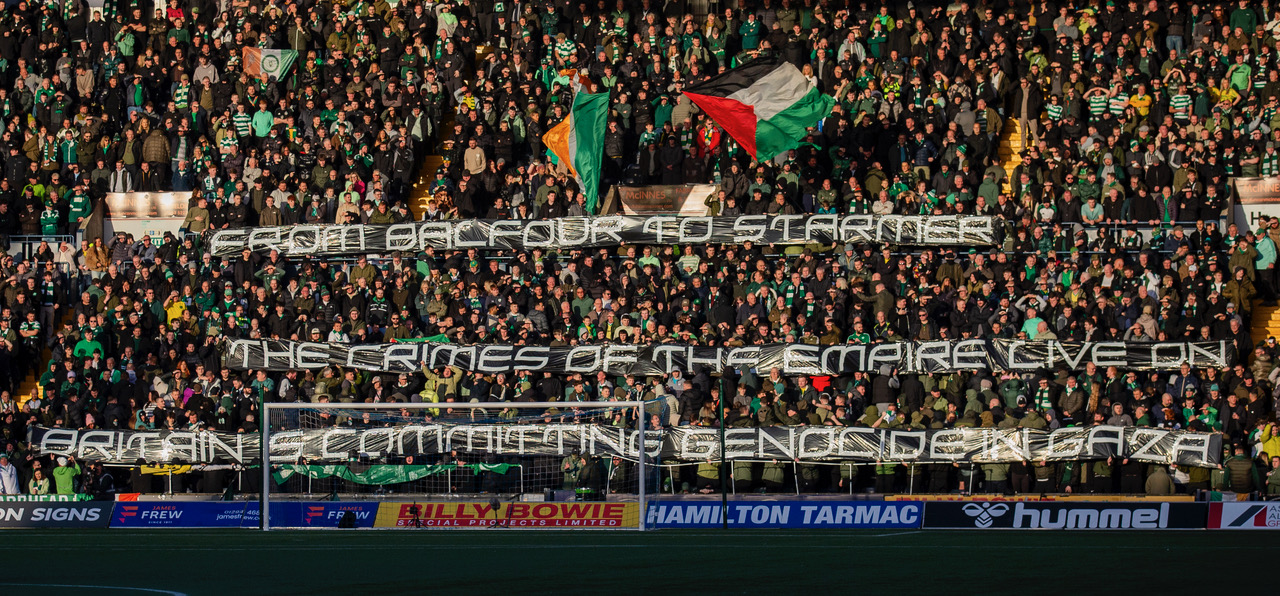 Celtic fans protest at Rugby Park
