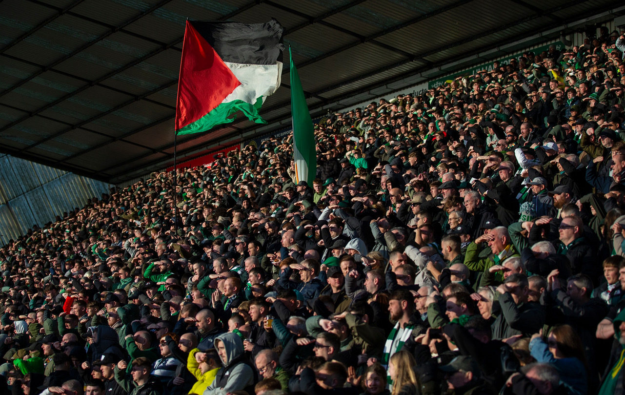 The Celtic support at Rugby Park