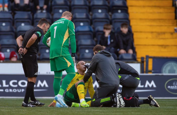 Adam Idah receiving treatment.