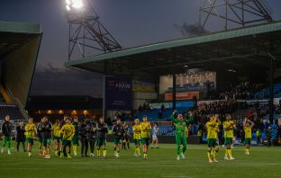 Celtic players after the game at Rugby Park