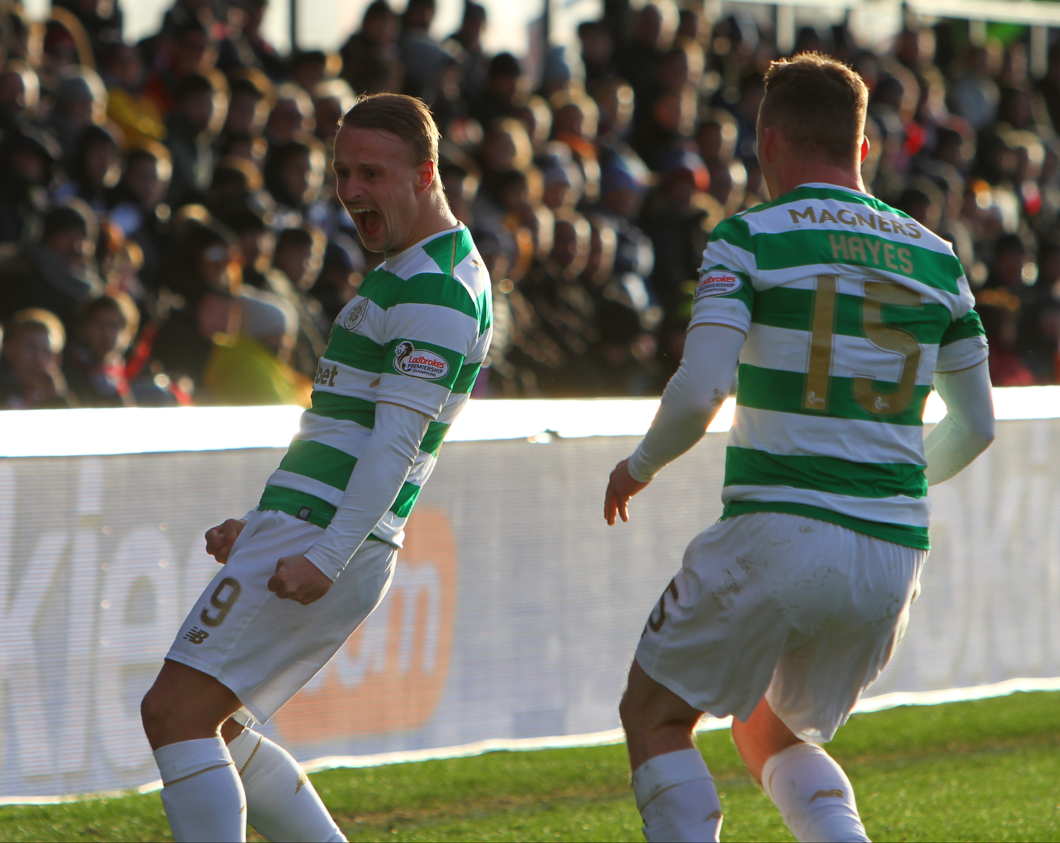 Leigh Griffiths and Jonny Hayes celebrate 