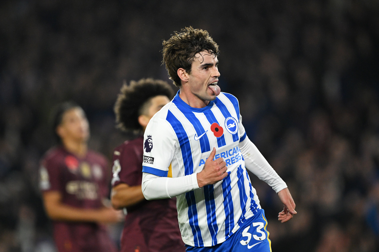 Matt O'Riley celebrates