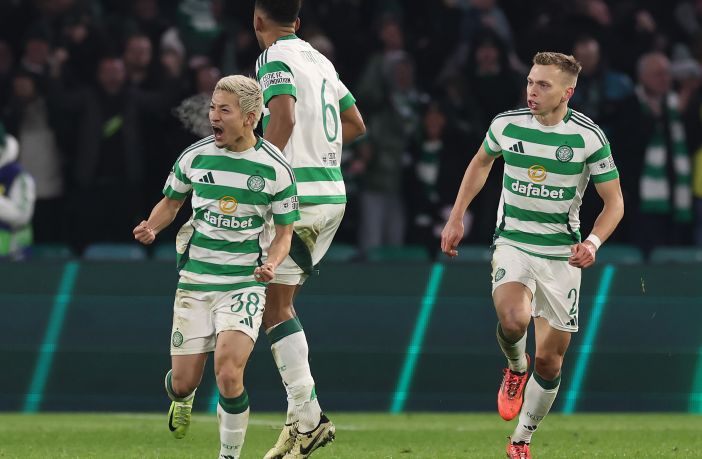 Daizen Maeda celebrates