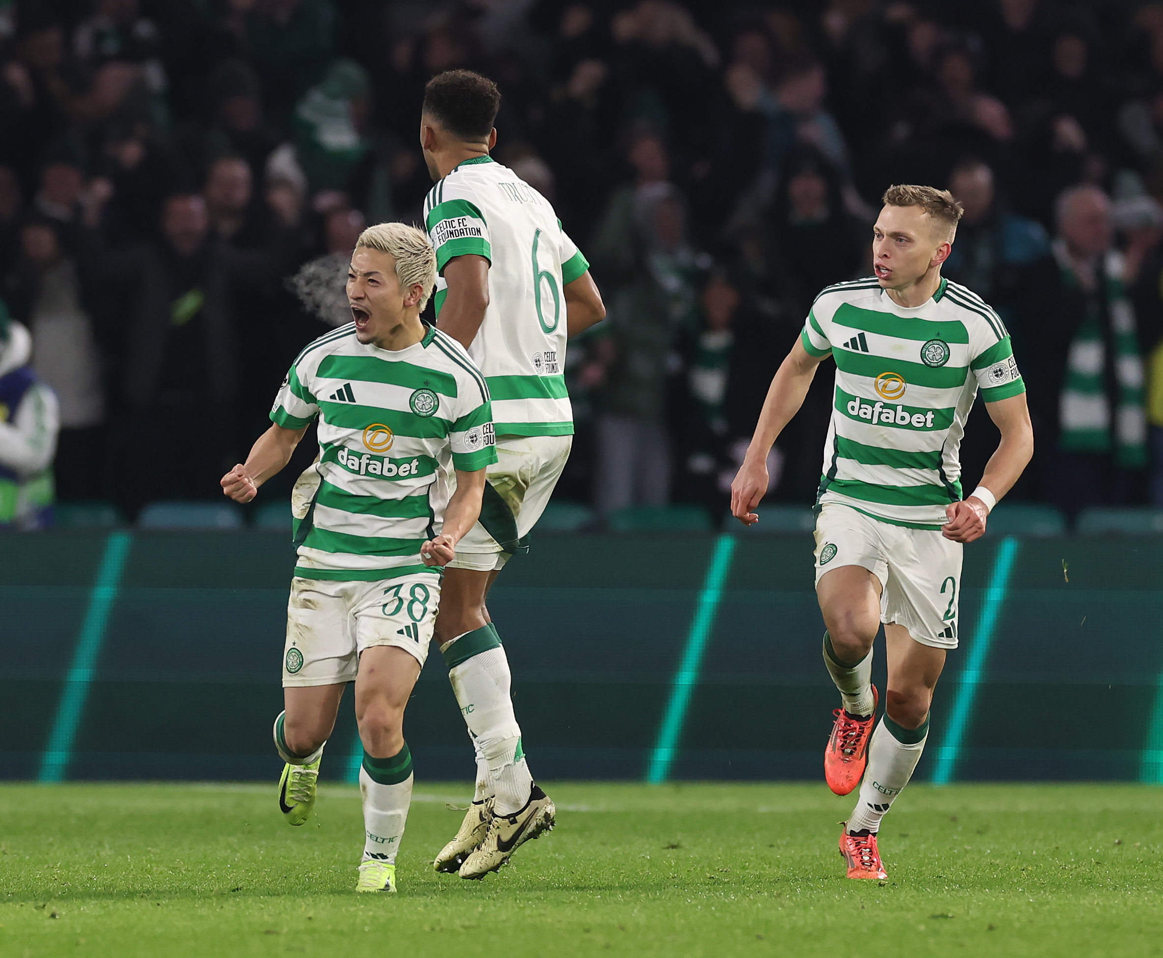 Daizen Maeda celebrates