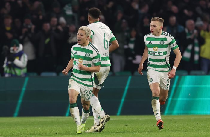 Daizen Maeda celebrates