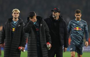 Marco Rose and his players after the match