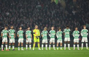 Celtic players suiting minute's silence