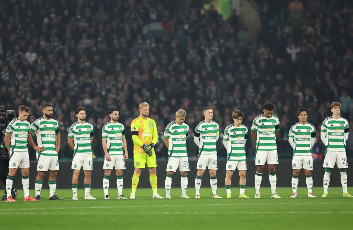 Celtic players suiting minute's silence