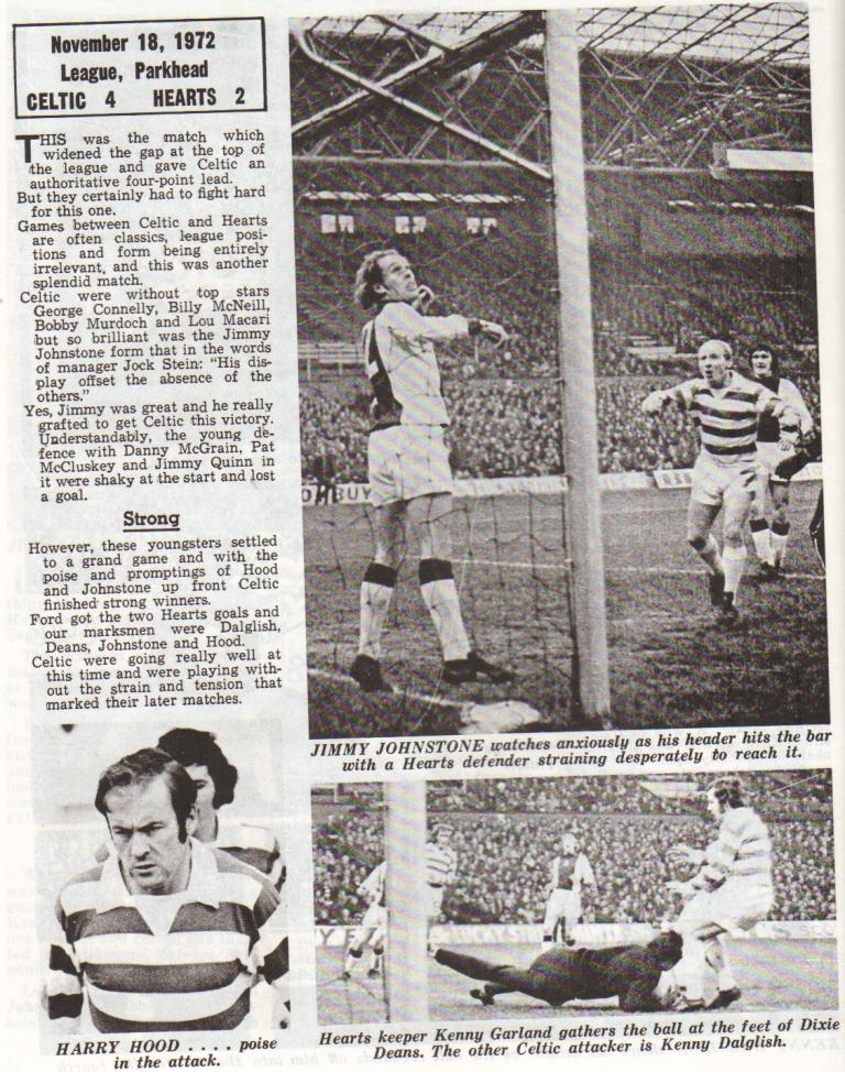 Celtic 4 Hearts 2, 18 November 1972