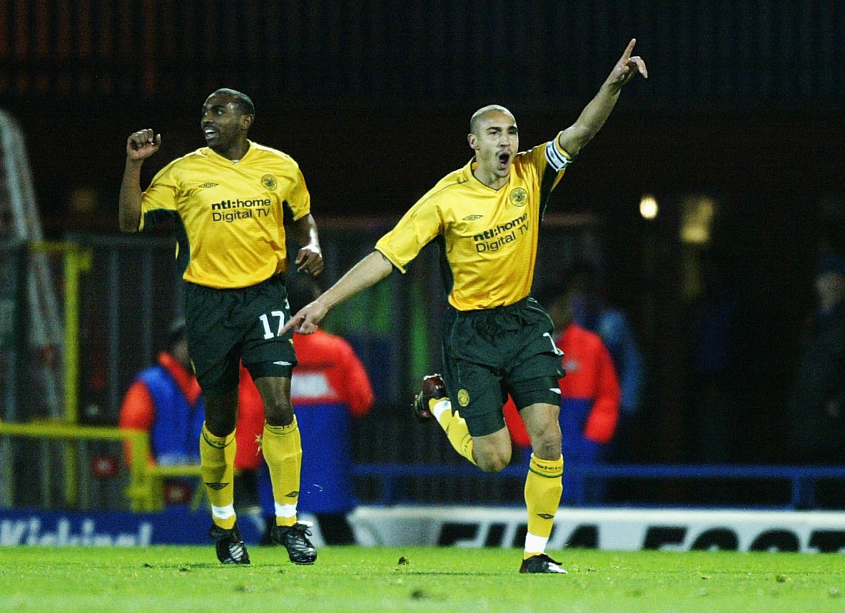 Henrik Larsson celebrates