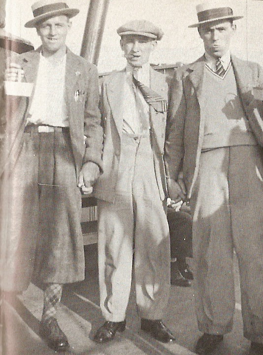 Bertie Thomson flanked by “Peter” McGonagle left and Peter Scarff, right.
