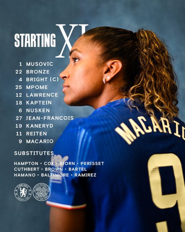 Chelsea team to face Celtic 