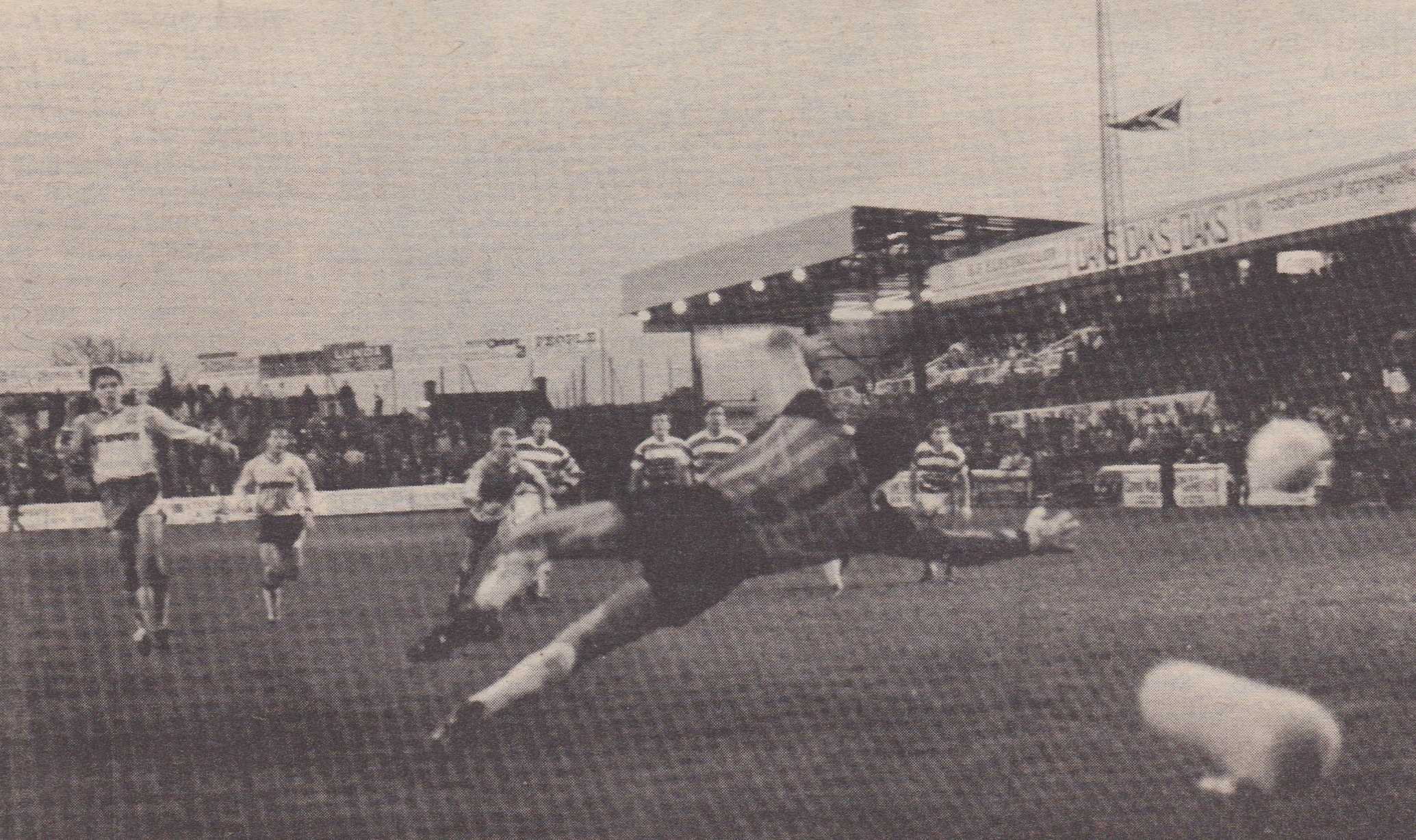 Brian McClair scores against Hamilton,