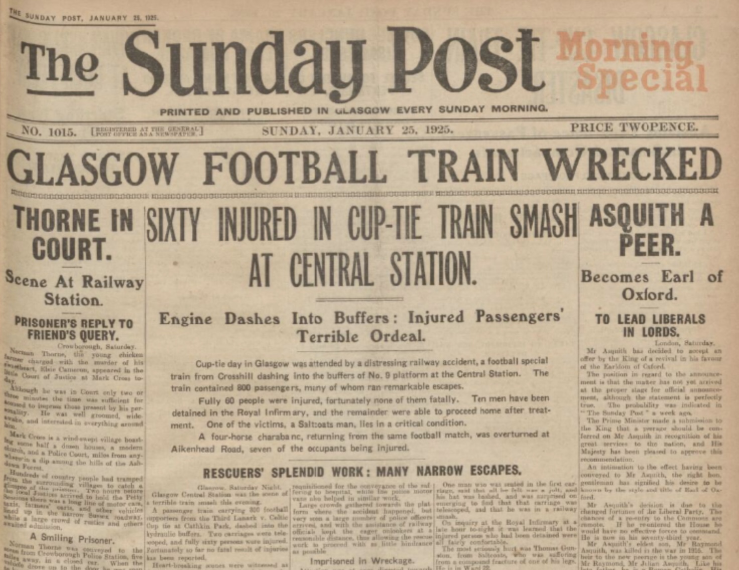 Glasgow Cup Tie Train Disaster. 