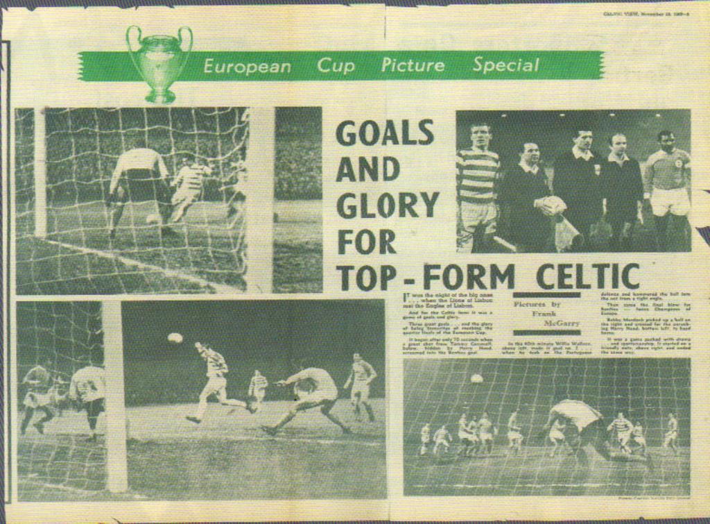 Celtic 3 Benfica 0, 12 November 1969.