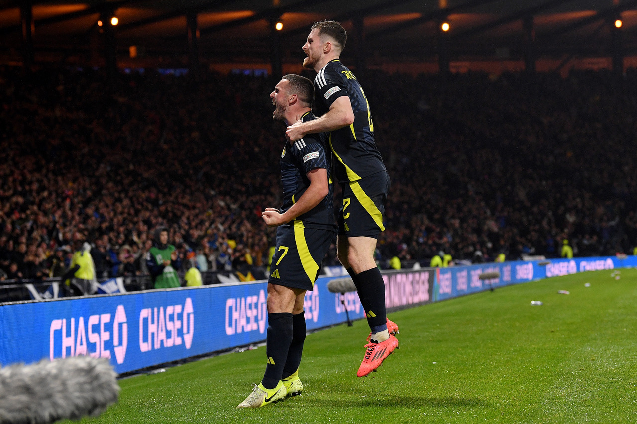 John McGinn and Anthony Ralston celebrate 