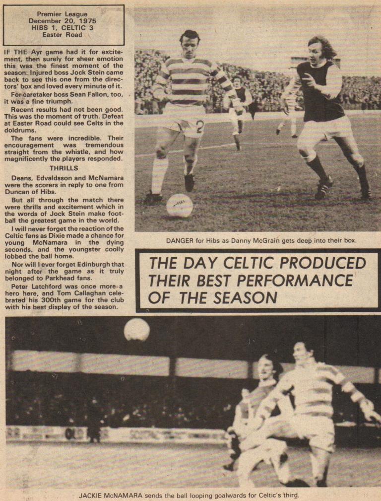 Hibs 1 Celtic 3, 20 December 1975