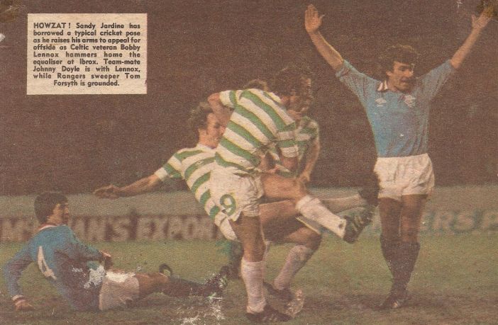Bobby Lennox scores at Ibrox