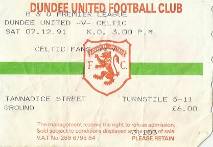 Dundee Utd v Celtic match ticket