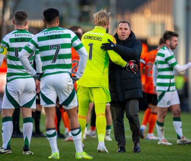 Kasper Schmeichel and Brendan Rodgers