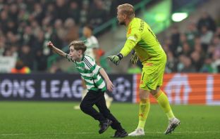 A young pitch invader at Celtic Park