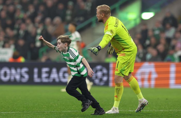 A young pitch invader at Celtic Park