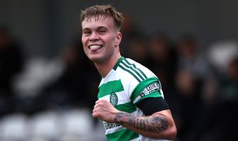 Daniel Cummings of Celtic celebrates
