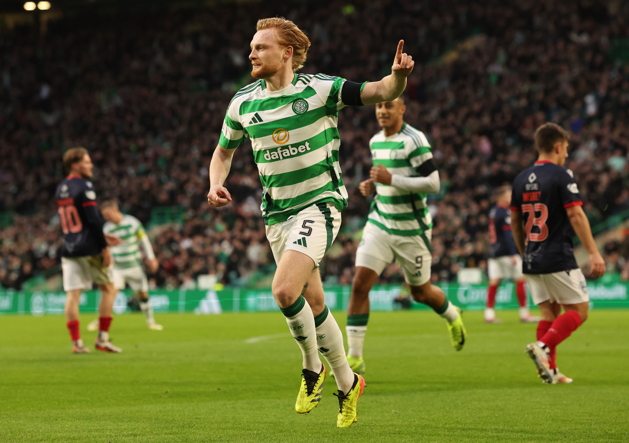 Liam Scales celebrates