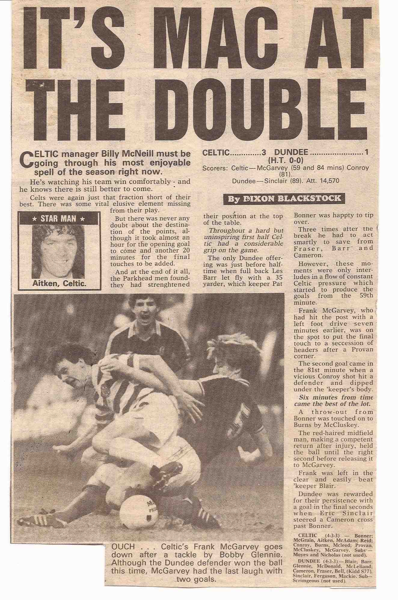 Celtic v Dundee, 5 December 1981
