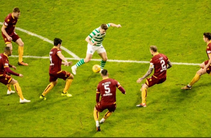 James Forrest takes on six Motherwell players