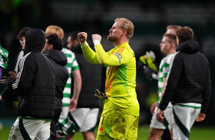 Kasper Schmeichel celebrates