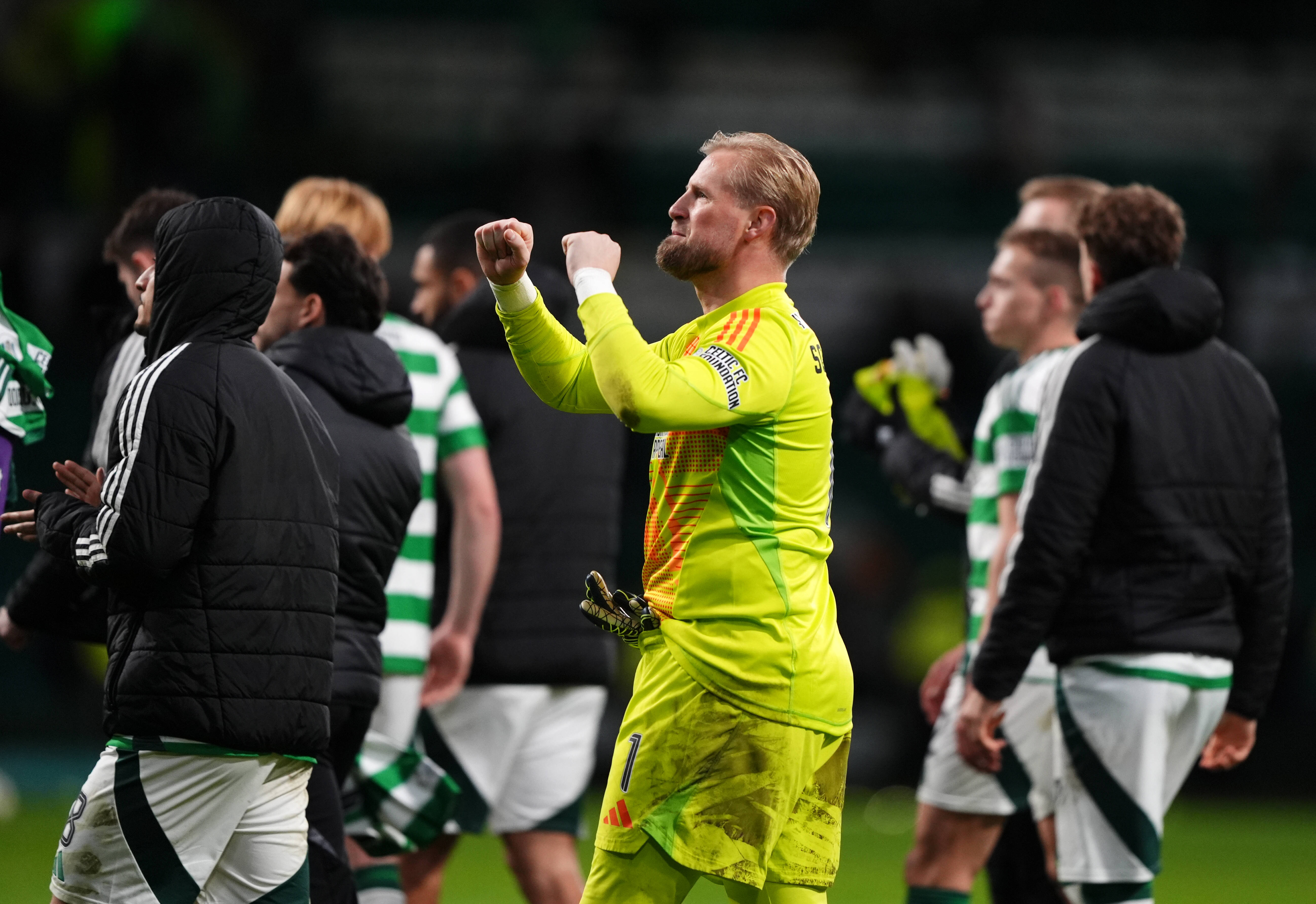 Kasper Schmeichel celebrates