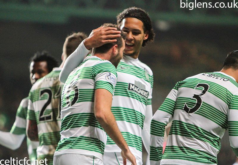 Virgil van Dijk congratulates Joe Ledley